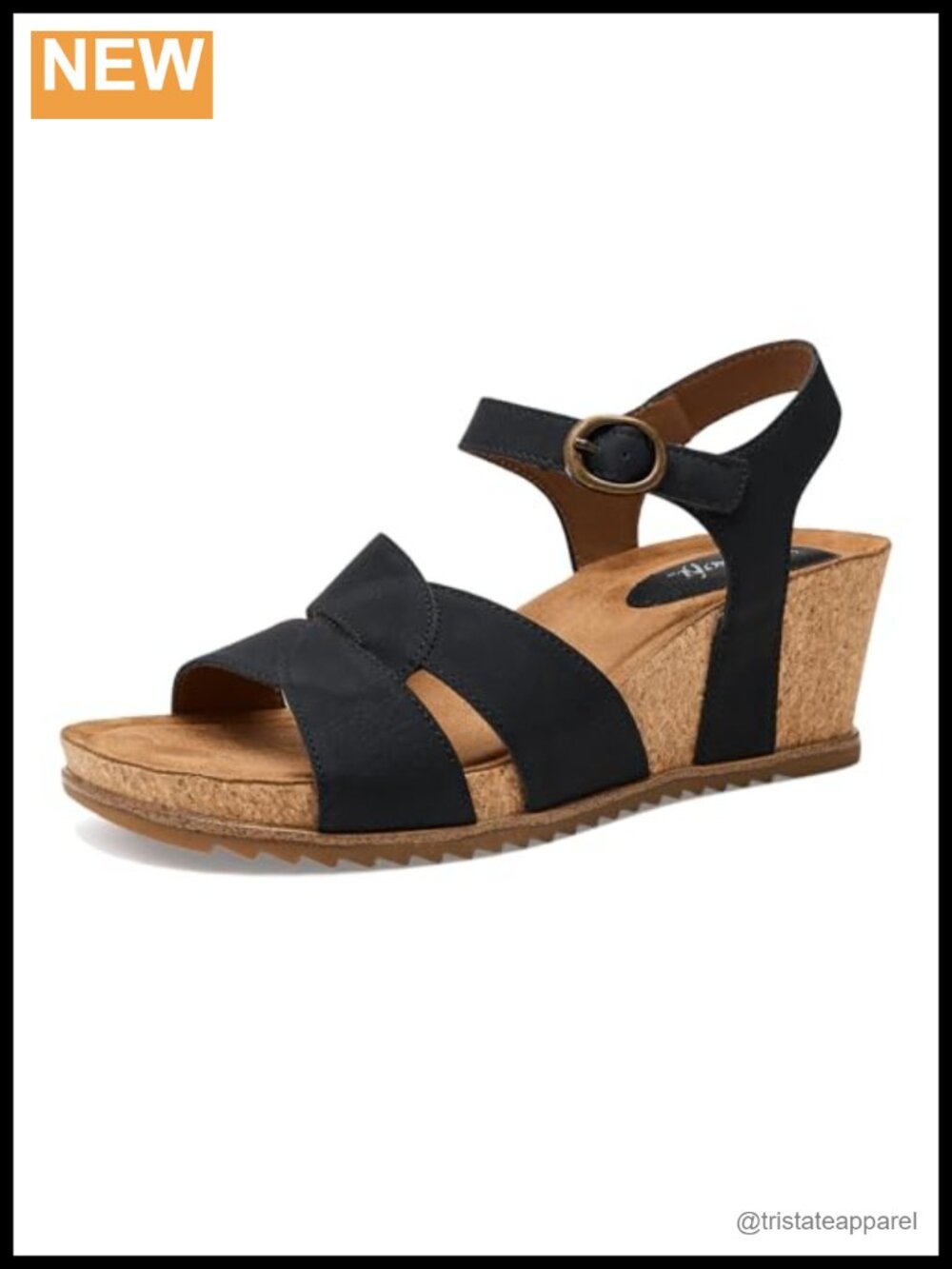 Wedge Sandal Faux Leather Cork Wrapped Two Piece Hook Loop Casual